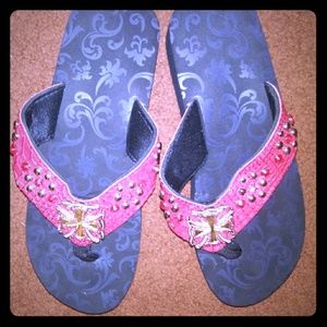 Blingy flip flops with rhinestones